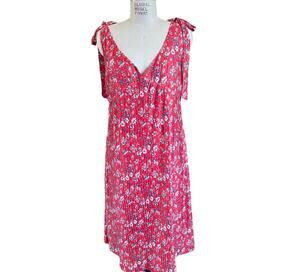 No. 6 Store Siene A-Line Tie Dress in Red Wisteria Floral Print Size Large